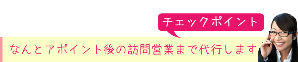 なんとアポイント後の訪問営業まで代行します