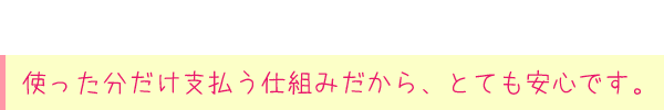 使った分だけ支払う仕組みだから、とても安心です。